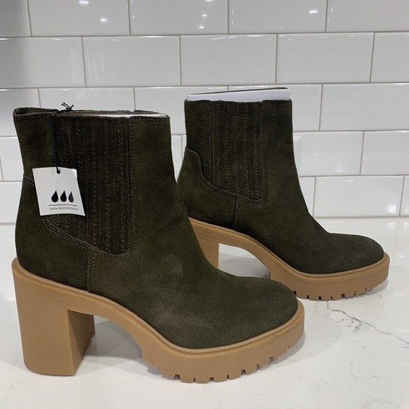 Dolce Vita | Boots Caster H2O Waterproof Suede Pull On Chunky Olive Green- 7.5 - Picture 4 of 8